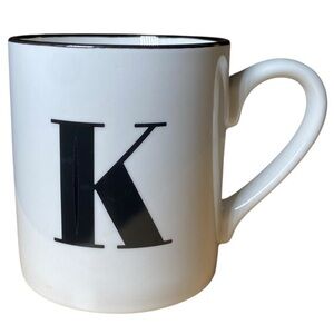 Threshold Black & White Monogrammed Letter K Porcelain Coffee Tea Cup Mug